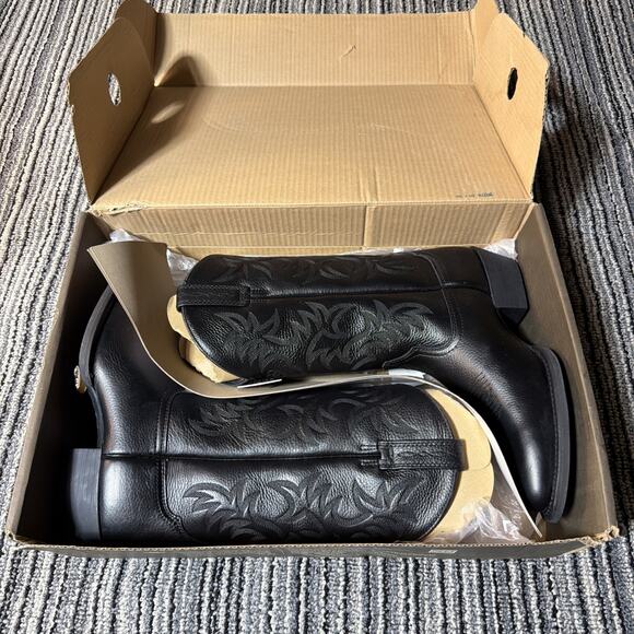 ARIAT Heritage Western R-Toe Black Deertan Leather Boots 10002218 Mens 9D main image 4